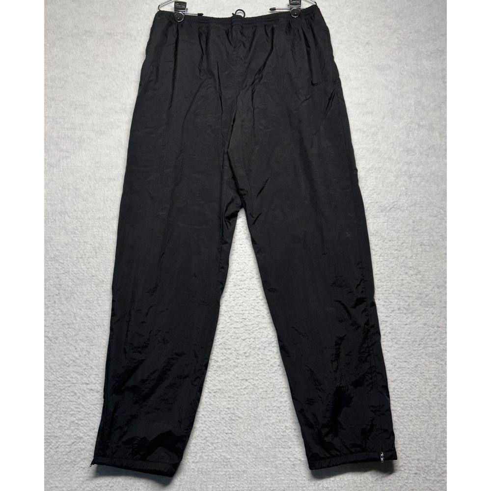 Vintage Nike Windbreaker Track Pants Black Lined‎ Ankle Zip Y2K Baggy Men's XL